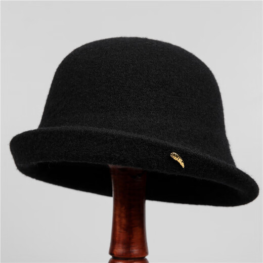 Woodpecker (TUCANO) woolen hat for women in autumn and winter, mother's versatile solid color curled edge small fisherman hat, fashionable and warm woolen hat, mocha color M (56-58cm)