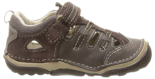 Stride rite children's toe-cap sandals, lightweight and comfortable outdoor sports shoes, Velcro design, Brown 4 Wide Toddler