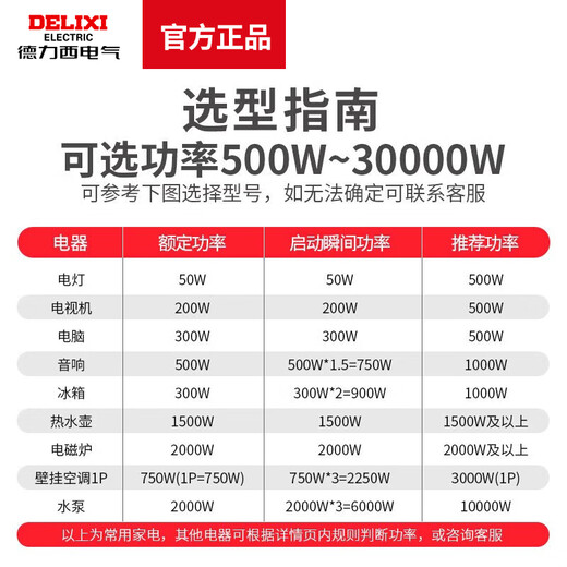Delixi voltage regulator 220v fully automatic household high-power single-phase three-phase voltage regulating AC computer voltage stabilized power supply TND 3000VA 3000W