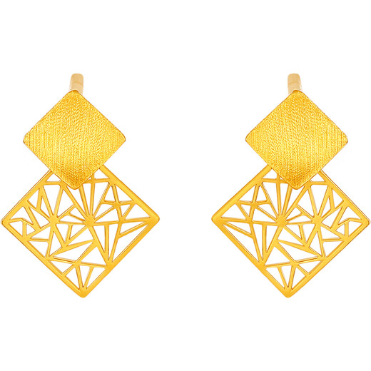 Saturday Fu 5G craft pure gold earrings for women, Pianpian is you A099566 pair, about 1.21g, birthday gift
