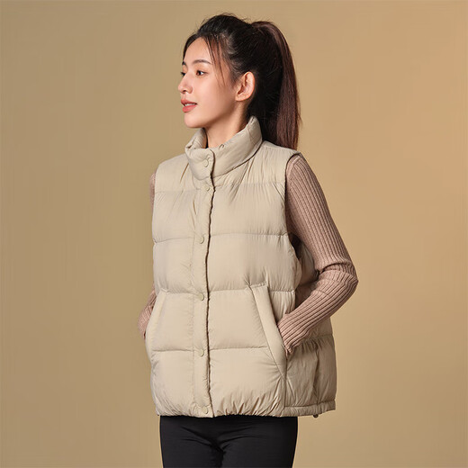 Tambor Down Jacket Vest Women's Stand Collar Loose Short Style Down Vest Jacket TD336006 Milk Tea Brown 160