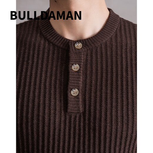 BULLDAMAN old money style Henry collar sweater for men 2025 autumn and winter mulberry silk wool sweater black XL