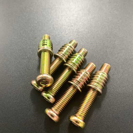 XMSJm8 solid wood furniture screw nut solid wood bed connection woodworking hexagon internal and external tooth butt nut set screw 8x35 screw set 10 sets