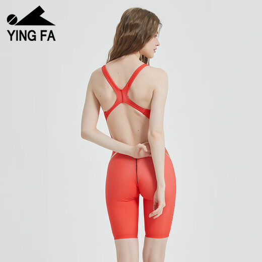 YINGFA professional competitive racing one-piece swimsuit comfortable slimming quick-drying swimsuit sharkskin waterproof swimming orange-dragon print S Recommended height 135-145cm/weight 25-35kg