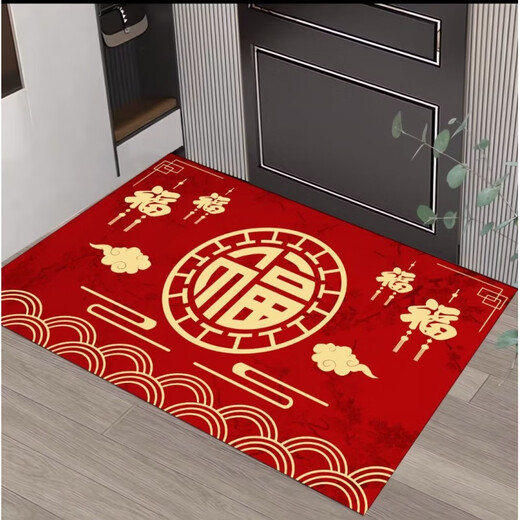 Acacia Tong New Chinese Style Fu Character Floor Mat Entry Door Mat Carpet Entrance Entrance Mat Wear-Resistant Anti-Slip Entry Door Mat Red Floor Mat Good Fortune 1 50*80