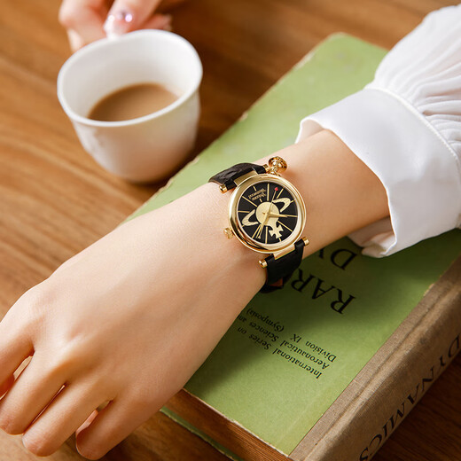 Vivienne Westwood Queen Mother Watch Women's Genuine Leather Girl Birthday Gift for Girlfriend Christmas Gift New Year's Eve VV006BKGD