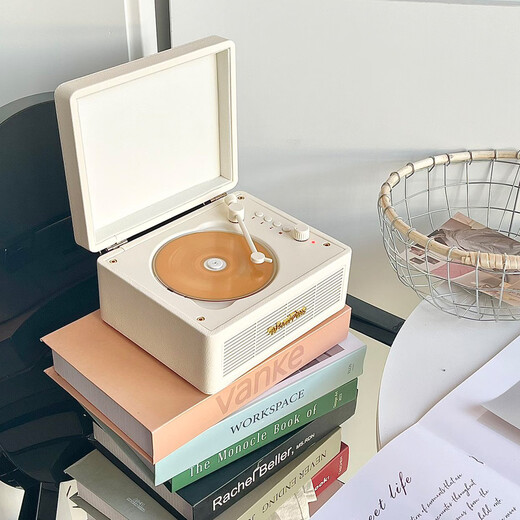 Ask Plus WHATPLUS C300 all-in-one CD player audiophile album player retro CD player record player shape Bluetooth speaker Bluetooth cd player birthday gift C300 retro white 2nd generation + genuine CD