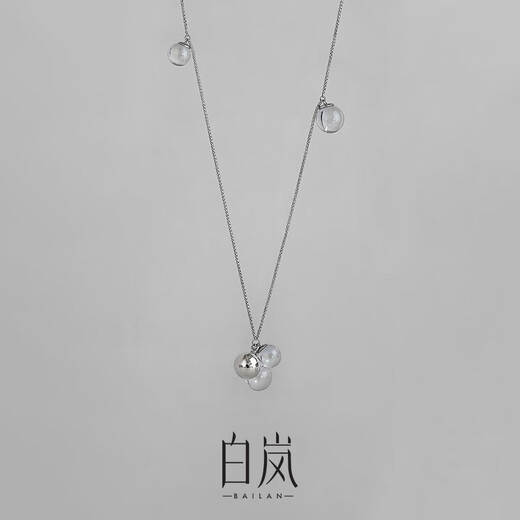 Bai Lan Chaolu Necklace for Women S925 Silver Crystal Pendant Long Design Fashionable Elegant Temperament Birthday Gift S925 Silver & Colorless Crystal