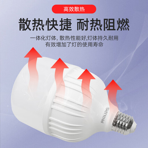 Philips (PHILIPS) LED bulb high color rendering high power 50W cylindrical bulb high brightness energy-saving lighting bulb light source E27 screw white light 6500K