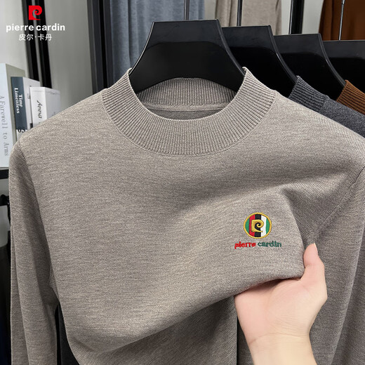 Pierre Cardin's new sweater gray American retro Henry collar sweater men's winter lazy style high-end inner sweater milk white M (110)