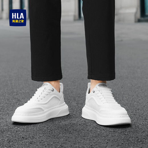 海澜之家男鞋秋冬2025新款经典板鞋男小白鞋增高男士运动休闲鞋透气鞋子男 白色 41 【运动码】