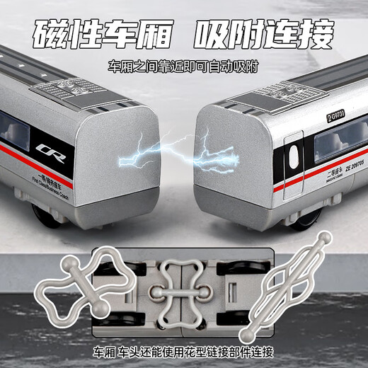 Kawei high-speed rail toy train children's simulation alloy electric remote control Fuxing train model track toy car electric model electric Fuxing double section silver