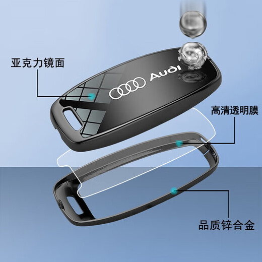 Shenchuang 2024 Audi A6L Key Cover A4L Car Q5L/A3/Q3/Q4eteon/A7L Hombres y mujeres Bolsa de sábana de alta gama G Style Ink Negro [Mirror Zinc Altoy] Láser Hebilla