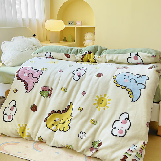 Nanjiren Class A Kindergarten Children's Quilt Winter with Removable and Washable Milk Velvet Quilt Core Autumn Thick Blanket Baby Milk Dragon Class A High Weight Milk Velvet 100x120cm Quilt Cover +1.3Jin Jin equals 0.5kg soybean quilt