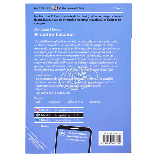 Lecture graduée originale espagnole ELI Teen Readers Espagnol A2 El conde Lucanor Count Lucanor avec audio Lecture de roman espagnol