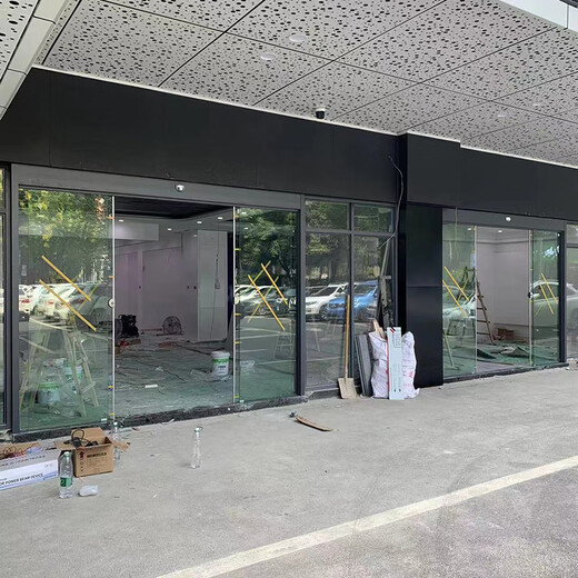 Guangzhou electric door glass door Haizhu glass electric sliding door manufacturer Conghua company glass door manufacturer yellow