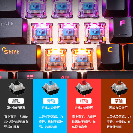 Daryou EK815 mechanical keyboard and mouse headphone set keyboard and mouse three-piece set wired luminous e-sports game office home enterprise business laptop Internet cafe Internet cafe black mixed light version 108 keys + LM122 black silver + EH718 black green axis