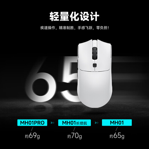 仁魔SA-MH01无线游戏电竞鼠标PAW3395/3950热插拔微动蓝牙三模办公鼠标有线 中大手轻量化电脑滑鼠 MH01PRO白色【3950热插拔微动+无线8K】 三模连接