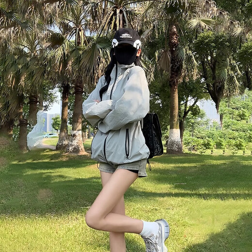 Bo Naling outdoor sun protection clothing women's mountaineering clothing mountain style ice silk cool breathable quick-drying skin clothing fishing and cycling clothing thin coat light sun protection clothing bean paste green L suitable for 100-120 Jin Jin equals 0.5 kg