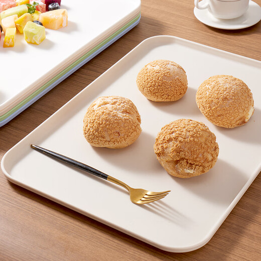 Baijie rectangular fruit tray tea tray household fruit tray breakfast tray storage tray living room snack tray off-white extra large