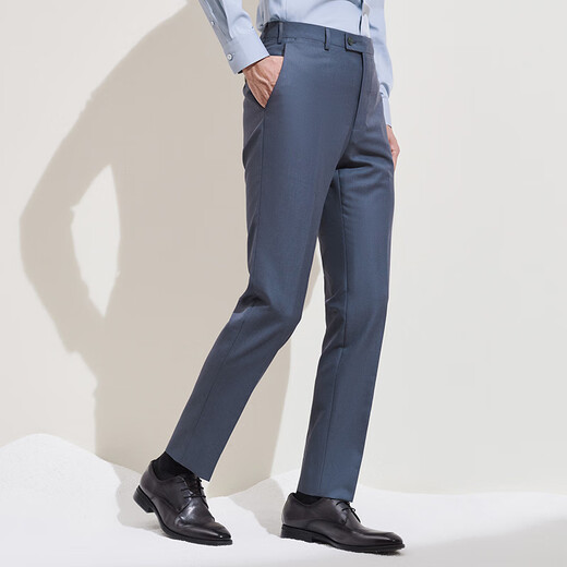 Announcement Bird Suit (Pants) Jade Ice Silk Fiber Business Formal Men's Straight Pants EBD241233U Blue 84A