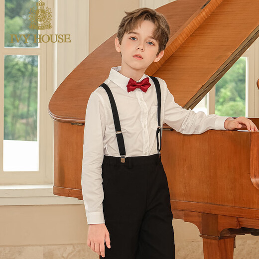 IVY HOUSE Ivy children's clothing boys and girls spring new style college style long-sleeved white shirt skin-friendly breathable cotton white 150cm