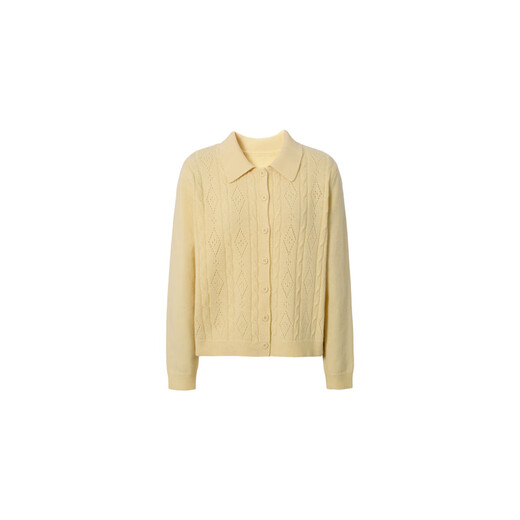 Eveli (eifini) Jiang Xin endorses Eveli fashion cable hollow knitted cardigan women's 25th autumn new commuter versatile yellow M 105-115Jin Jin equals 0.5 kg