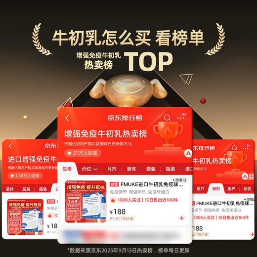 FMUKE进口牛初乳免疫球蛋白冻干粉儿童成人改善体质增强免疫力5g*25袋