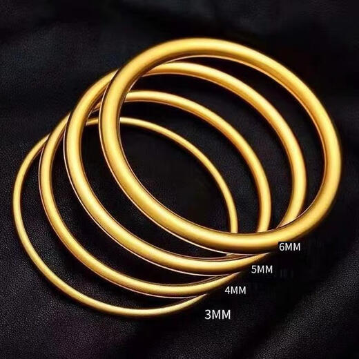 Old temple gold-coated silver bracelet, ancient method inheritance, simulated gold bracelet, 999 solid bracelet, non-fading, solid gold ring jewelry, 5 mm - inner diameter 58 gold-coated silver, can be re-inspected by a gold store