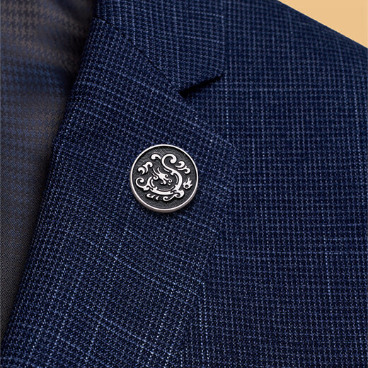 Kaflink new brooch auspicious cloud dragon pattern badge collar button collar corner button men's suit suit metal badge chest button L709 silver brooch - auspicious cloud dragon pattern 1 piece