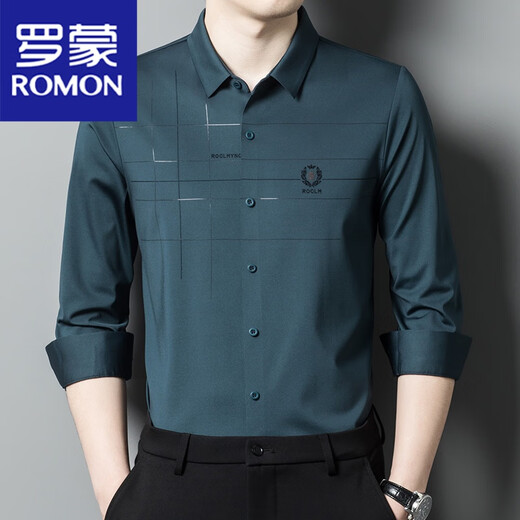罗蒙（ROMON）高贵女儿结婚礼服爸爸装长袖衬衫中年喜公公婚宴装秋装免烫衬衣男 C6625红色 175/XL