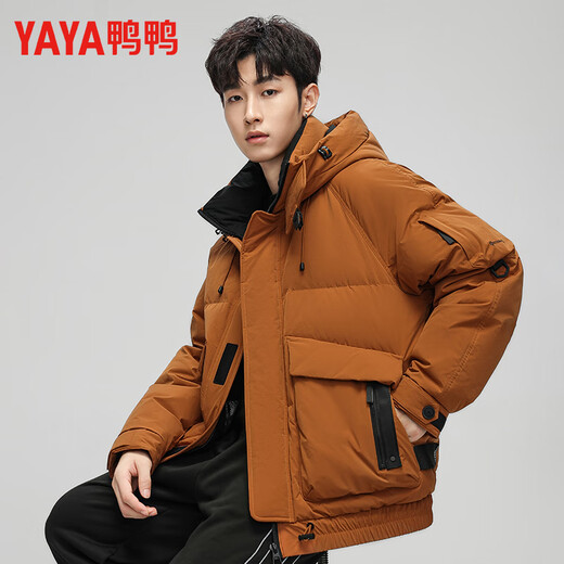 鸭鸭羽绒服2025冬季男士加厚宽松短款时尚休闲保暖连帽外套面包服男款