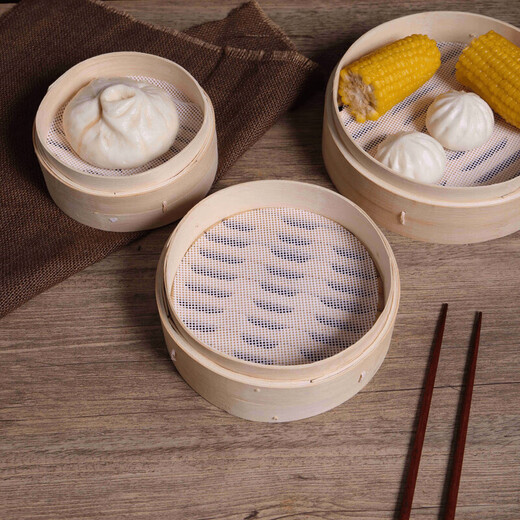 Food-grade silicone mat, steamer mat, steamer mat, silicone steamer mat, steamer paper, steaming cloth, round bun drawer cloth, thickened 28cm round (for 30cm cage) 3 pieces - silicone steamer mat