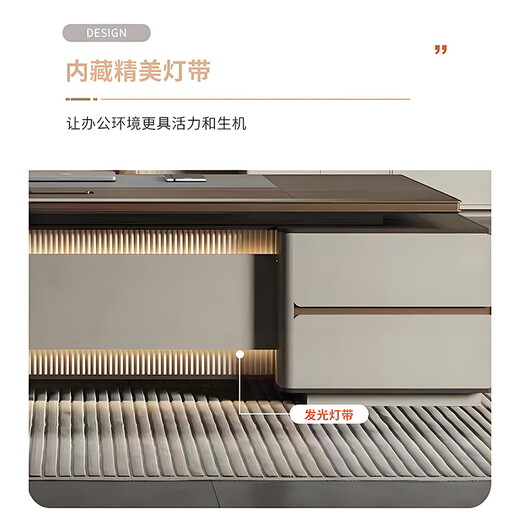 ZHONGWEI E0 level light luxury high-end office desk boss desk simple modern supervisor desk executive desk 1.6 meters including side cabinets