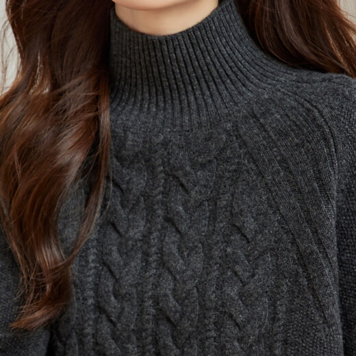 Shexi (Srcr) 100% wool sweater, half turtleneck thick sweater for women, autumn and winter warm cable knit bottoming shirt