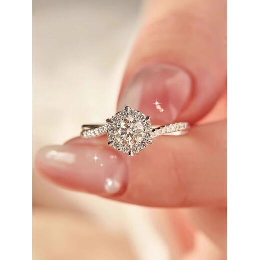 Nilan pt950 platinum ring for women, moissanite D color diamond ring, one carat, wedding proposal for wife and friend, hexagram main stone 50 points, gift box certificate included, opening adjustable