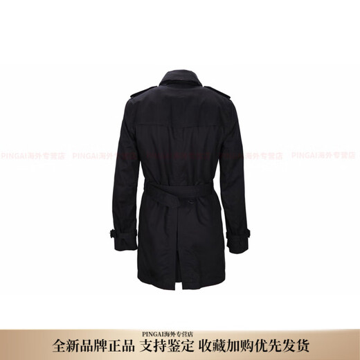 BURBERRY solid color single-breasted mid-length long-sleeved windbreaker for men, black New Year gift, black M