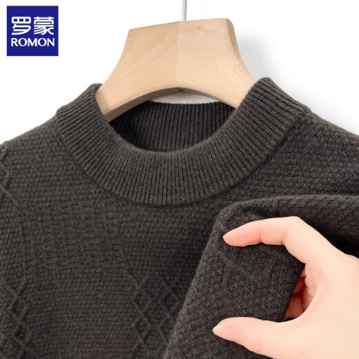 ROMON pure cardigan men's autumn and winter thickened warm wool half-high neck base knitted pullover middle-aged and elderly sweater men 9732 flower camel color 170/L [Suggestion 115-130Jin [Jin equals 0.5 kg]]
