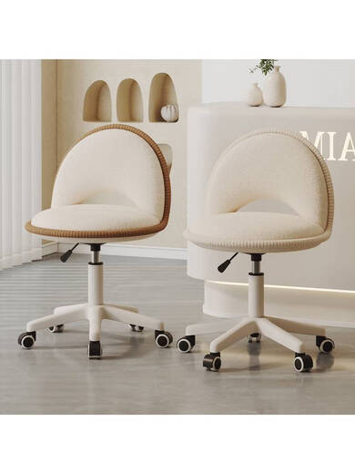 Fantasy Beauty Stool for Beauty Salon, Liftable Barber Shop Dentist Backrest Chair for Nail Salon and Hairdressing, Lamb Velvet Dressing Chair, Pure White, Skin Friendly Lamb Velvet 45D High Elastic Sponge Cushion, SGS Certification Three