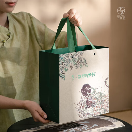 Wanqiantang (Edenus) high-end tea set complete set Dunhuang co-branded series covered bowl ceramic set opening gift box Feitian Mingxiang B gray and white glaze