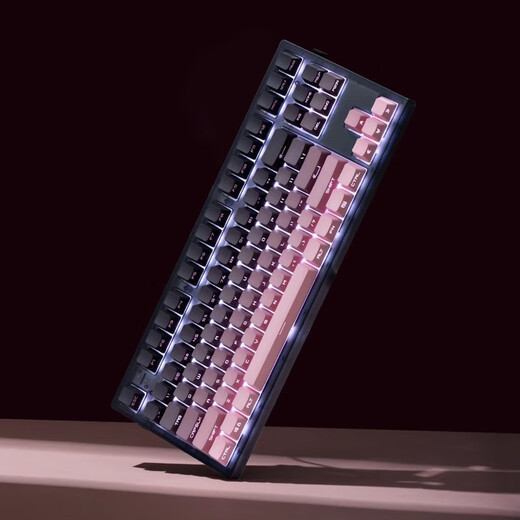 腹灵mk870黑莓侧刻机械键盘蓝牙有线无线蓝牙客制化电脑游戏静音办公 【三模】黑 曜 石+黑莓侧刻键帽 KTT酒红轴【麻将音】