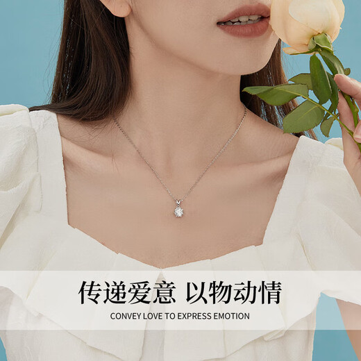 Helena Light Luxury One Carat Diamond Necklace for Girls Moissanite Pendant Necklace Premium New Year's Day New Year's Gift for Girls HR Carat Lovers Elegant White Gold