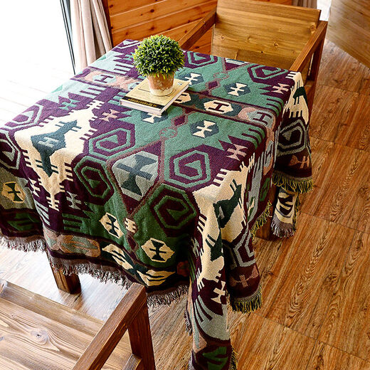 Yusenyi customized American country style single and double sofa towel cover full cover European style personalized retro geometric living room carpet double-sided cotton vintage impression 90*90cm