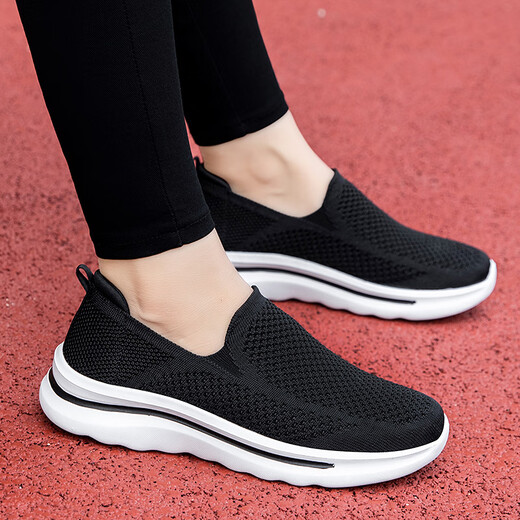 Zuli Jianai Daddy Old Shoes Women's Middle-aged and Elderly Strolling Shoes Spring and Autumn Wide Fat Foot Mesh Breathable Non-Slip Soft Sole Casual Shoes 9928 Jujube Red Women's Style 37