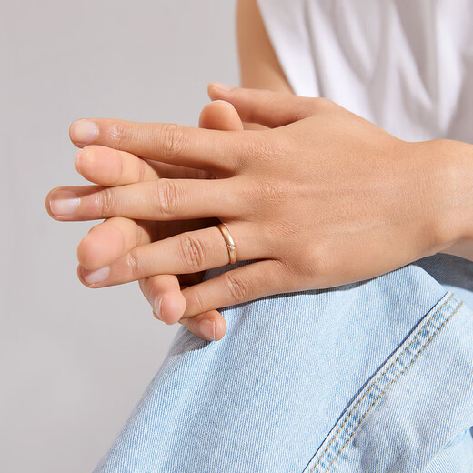 Saturday Fortune (ZLF) 18K gold diamond ring for men and women, simple engraving for couples, engagement and wedding pair, sweetheart, size T 10, women's ring