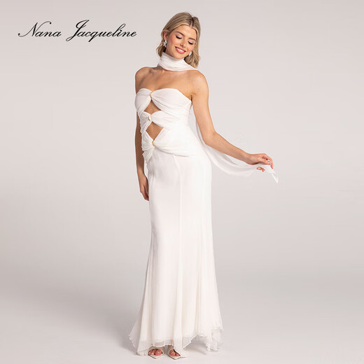 NanaJacqueline tube top pleated floaty fishtail dress new diamond long skirt SS24DR677 pink (including ribbon) M