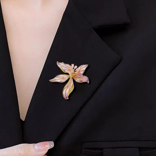 CHUXIANG French iris brooch for women exquisite crystal corsage niche design pin suit coat decoration purple pink iris A21-110