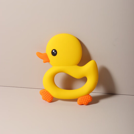 Yusenyi baby silicone duck teether one-year-old baby comfort toy anti-eating hand molar stick can be boiled and chewed sunshine yellow