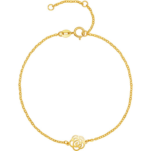 Saturday Fortune Yellow 18K Gold Bracelet Women's Sunset Camellia Gold Bracelet Birthday Gift C0713185 16+3cm
