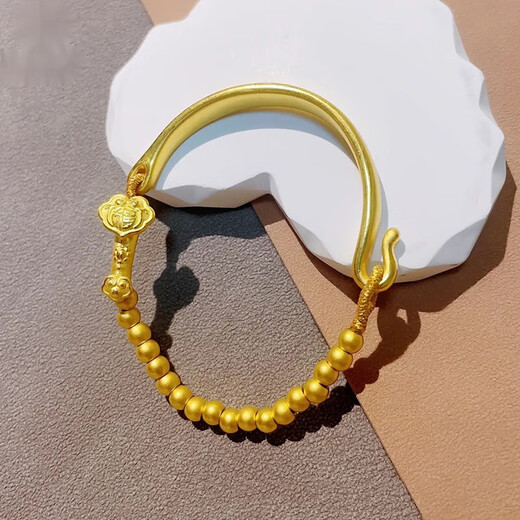 Duyin Hong Kong Gold 999 Ruyi Half Bracelet Women's 18k Gold Transfer Bead Bracelet Imitation 18k Gold Valentine's Day Gift to Girlfriend